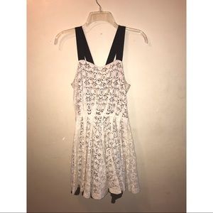 White Floral Dress with Black Straps